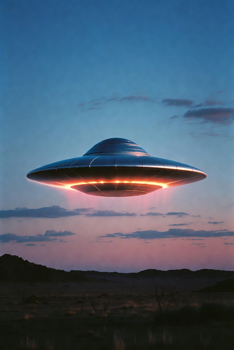 Ufo landing  in the dark night Wallpaper